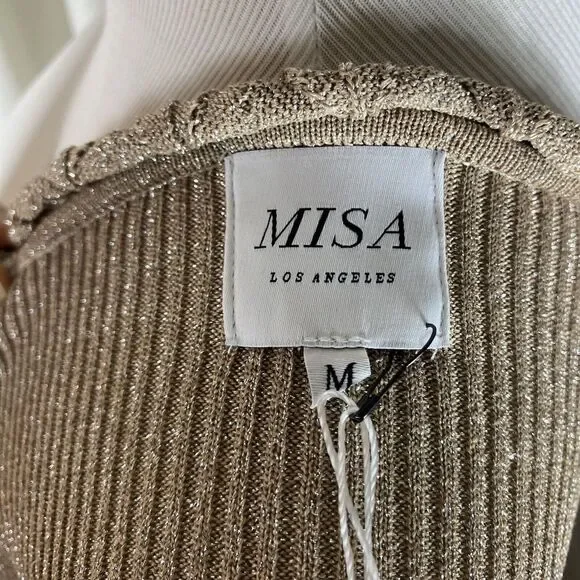 NWT MISA Women's Medium Skye Dress Platinum Rose Bodycon Cutout Boho Metallic - Picture 14 of 16